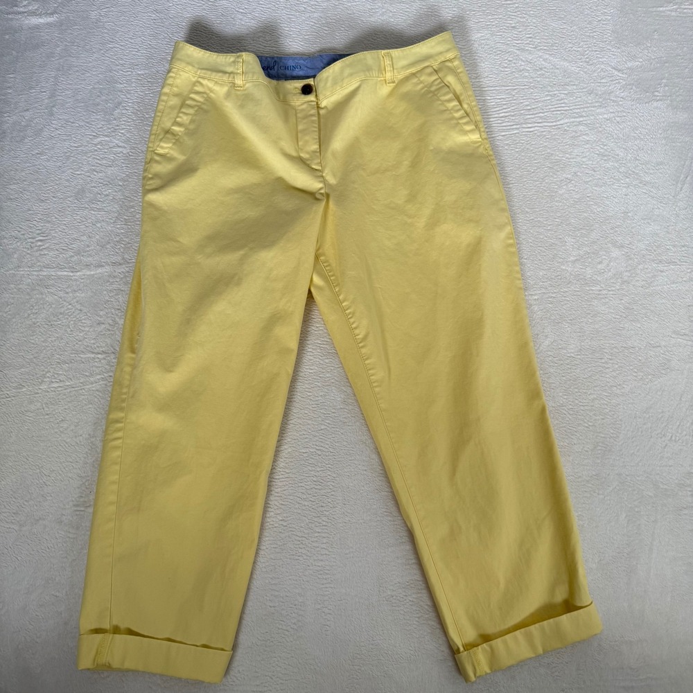 Talbots The Weekend Chino Pants 16P Petite Yellow Crop Straight Stretch Casual